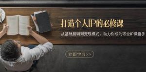 打造个人IP的必修课：从基础剪辑到变现模式，助力你成为职业IP操盘手-舜爸的藏宝库