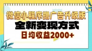 微信小程序撸广告6.0升级玩法，全新变现方式，日均收益2000+-舜爸的藏宝库