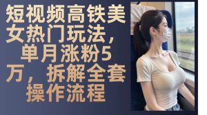 短视频高铁美女热门玩法，单月涨粉5万，拆解全套操作流程-舜爸的藏宝库