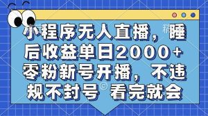 小程序无人直播，睡后收益单日2000+ 零粉新号开播，不违规不封号 看完就会-舜爸的藏宝库