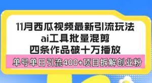 西瓜视频最新玩法,全新蓝海赛道,简单好上手,单号单日轻松引流400+创…-舜爸的藏宝库