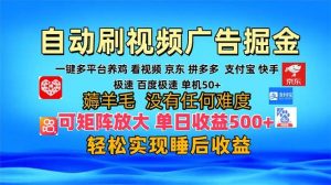 多平台 自动看视频 广告掘金,当天变现,收益300+,可矩阵放大操作-舜爸的藏宝库