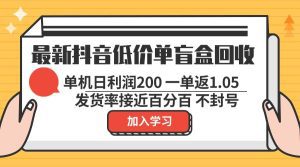 全新抖音低价单盲盒回收:单单利润1.05,日赚200,安全无封号!-舜爸的藏宝库