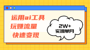 运用AI工具轻松玩赚流量，快速变现，单月收益突破2万+！-舜爸的藏宝库