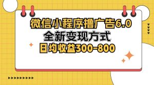 微信小程序广告盈利6.0：全新变现方式，日赚300-800！-舜爸的藏宝库