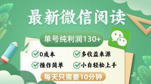最新微信阅读:每日仅需10分钟,单号利润高达130+,可批量放大,零成本轻松操作!-舜爸的藏宝库