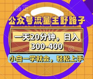 公众号流量主新玩法：每日20分钟轻松赚取300~400，小白也能快速上手！-舜爸的藏宝库