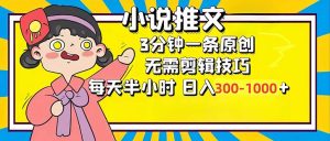 小说推文6.0：轻松创作，3分钟一部原创作品，每天半小时轻松实现300-1000元收入！-舜爸的藏宝库
