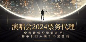 2024演唱会票务代理：掌握全网最低价，轻松日赚两千-舜爸的藏宝库