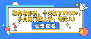 卖电影票轻松赚7000+：小白无门槛、零投入十天上手-舜爸的藏宝库