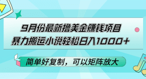 美金赚取新机会：暴力搬运小说轻松日赚1000+，复制简单-舜爸的藏宝库