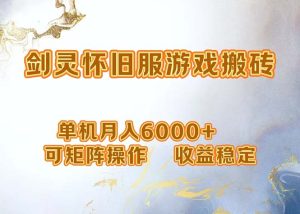 网游剑灵打金搬砖：单机月入6000+，矩阵操作稳定收益-舜爸的藏宝库