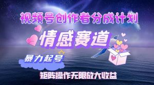 视频号创作者分成:情感赛道矩阵操作,暴力起号助力税后月入3W+-舜爸的藏宝库