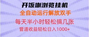 开饭喇浏览挂机全自动运行解放双手每天半小时轻松搞几张管道收益日入1000+-舜爸的藏宝库