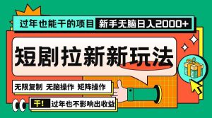 过年也能干的项目,2024年底最新短剧拉新新玩法,批量无脑操作日入2000+!-舜爸的藏宝库