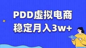 PDD虚拟电商教程,稳定月入3w+,最适合普通人的电商项目_付费教程虚拟资源创业项目网-舜爸的藏宝库