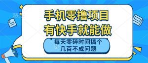 手机零撸项目,有快手就可以做,每天零碎时间搞个几百块不成问题_付费教程虚拟资源创业项目网-舜爸的藏宝库