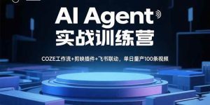 AI Agent实战训练营，COZE工作流+剪映插件+飞书联动，单日量产100条视频_付费教程虚拟资源创业项目网-舜爸的藏宝库