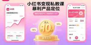 小红书变现私教课，暴利产品定位，高转化内容生产术，快速实现月入10万_付费教程虚拟资源创业项目网-舜爸的藏宝库