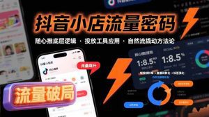 抖音小店流量密码，随心推底层逻辑，投放工具应用，自然流撬动核心方法论_付费教程虚拟资源创业项目网-舜爸的藏宝库