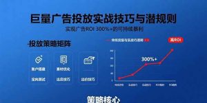 巨量广告投放实战技巧与潜规则:实现广告ROI 300%+的可持续暴利_付费教程虚拟资源创业项目网-舜爸的藏宝库