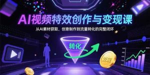 AI视频特效创作与变现课:从AI素材获取、创意制作到流量转化的完整闭环_付费教程虚拟资源创业项目网-舜爸的藏宝库