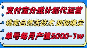 支付宝分成计划代运营,最新自然流技术,收益稳定,单号月产5000+!_付费教程虚拟资源创业项目网-舜爸的藏宝库