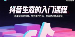 抖音生态的入门课程：流量变现全攻略，16种盈利方式，标签体系精准定位_付费教程虚拟资源创业项目网-舜爸的藏宝库