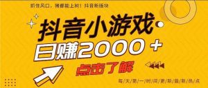 抖音小游戏，一部手机日入300+，2025风口项目_付费教程虚拟资源创业项目网-舜爸的藏宝库