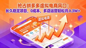 抢占拼多多虚拟电商风口：长久稳定项目，0成本，多店运营轻松月入3W+_付费教程虚拟资源创业项目网-舜爸的藏宝库